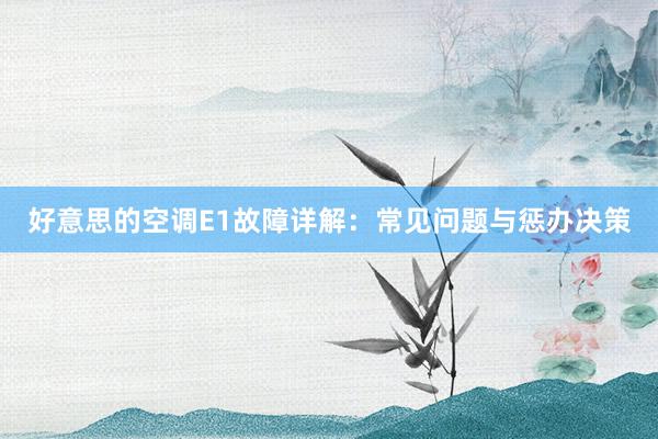 好意思的空调E1故障详解：常见问题与惩办决策